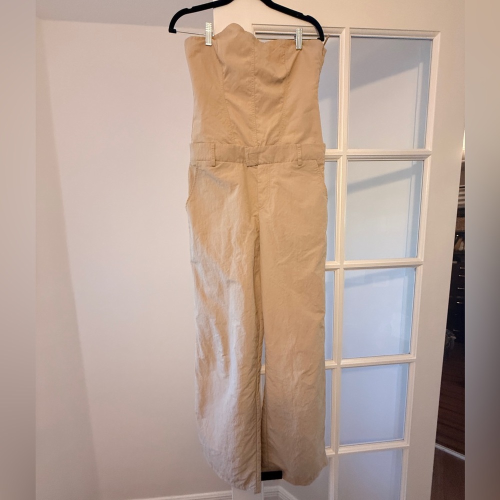 Zara Beige Strapless Jumpsuit